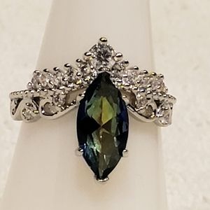 *BP #3955 Happy Days Yellow Rainbow Topaz Rhodium Size 6 Ring BRAND NEW